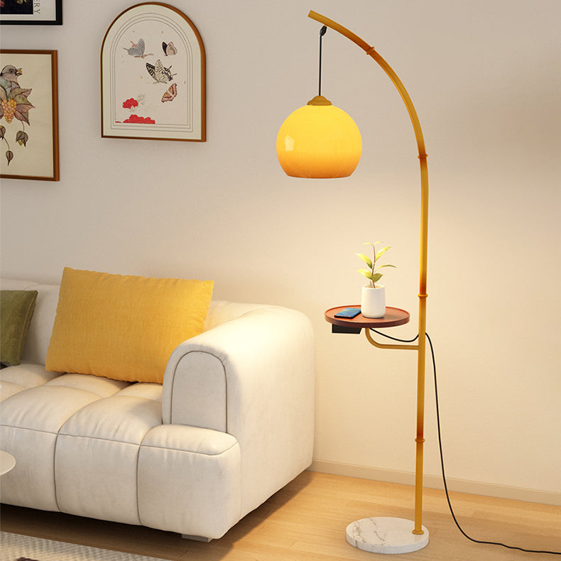 Traditionelle Vintage-Stehlampe mit Mondlicht und Glaskugelschirm und Marmorsockel, 1 Licht, fürs Arbeitszimmer 