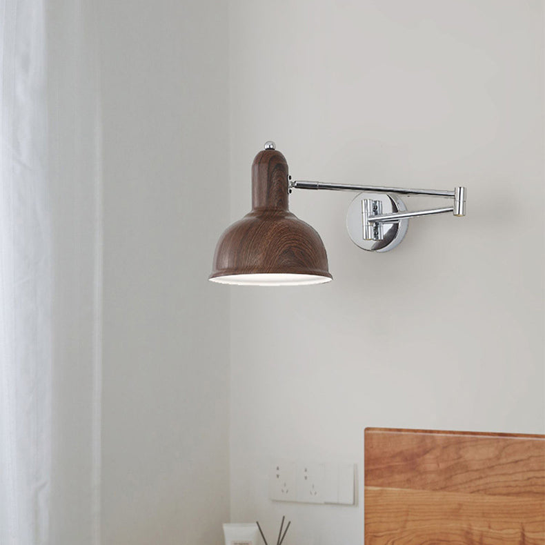 Applique murale contemporaine scandinave en fer métallique rond hémisphérique à bras réglable 1 lumière pour chevet 