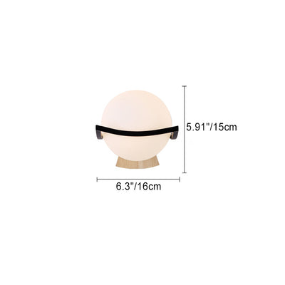 Lámpara de aplique de pared de 1 luz de vidrio y madera esférica minimalista moderna para dormitorio 