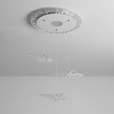Moderno lujo tres pájaros hierro acrílico LED candelabro para dormitorio 