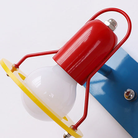 Zeitgenössische kreative kindliche bunte geometrische Eisen 2-Licht Spiegel Front Wandleuchte Lampe für Schlafzimmer 