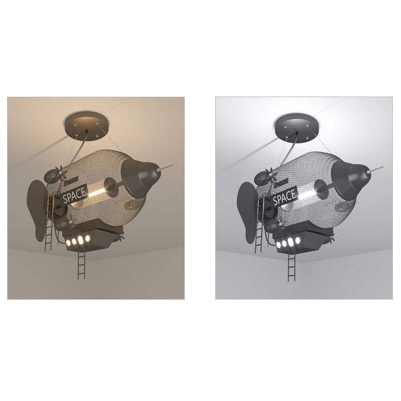 Moderne Art Deco Eisen Glas PVC Raumschiff LED Pendelleuchte für Schlafzimmer