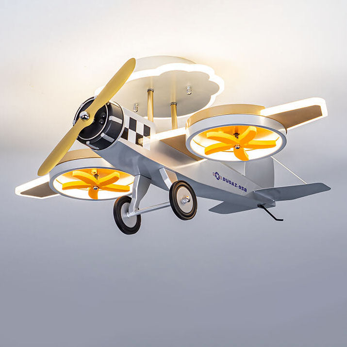 Kreative Cartoon Flugzeug Eisen Acryl LED Kinder Deckenleuchte halb bündig 