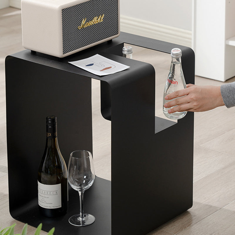Mesa Auxiliar Moderna Minimalista Rectangular Cúbica de Hierro con 2 Almacenamientos para Sala de Estar 