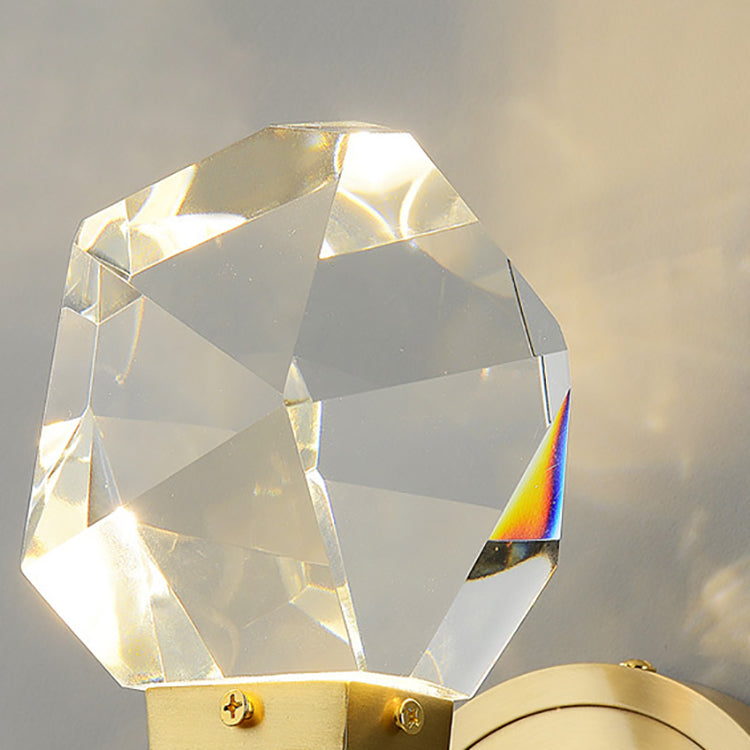 Contemporary Luxury Full Copper Crystal Stone LED Wall Sconce Lamp For Living Room