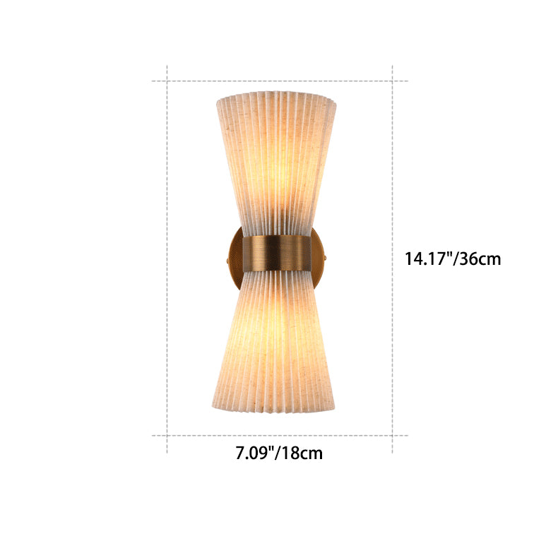 Moderne minimalistische Säule Stoff Kupfer 2-Licht Wandleuchte Lampe für Wohnzimmer 