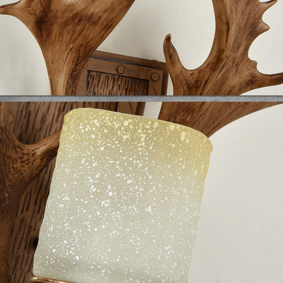Contemporary Scandinavian Antler Cylinder Resin Glass 1-Light Wall Sconce Lamp For Living Room