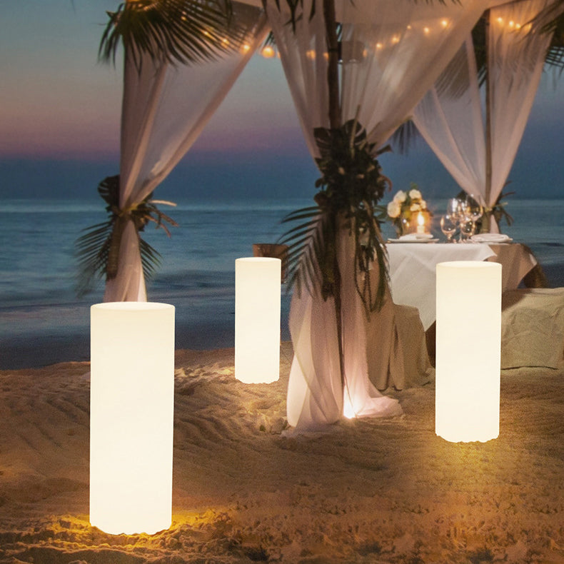 Lampe de jardin moderne minimaliste solaire étanche à LED PE en forme de cylindre avec fiche de sol 