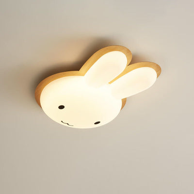 Modern Funny Bunny Kids Iron Acrylic LED Flush Mount Light