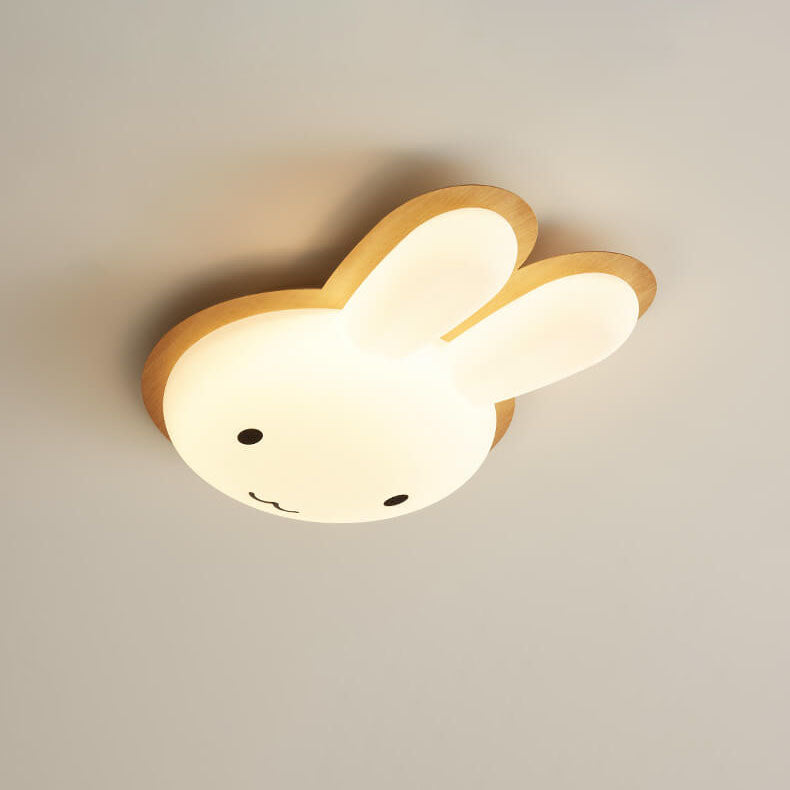 Modern Funny Bunny Kids Iron Acrylic LED Flush Mount Light