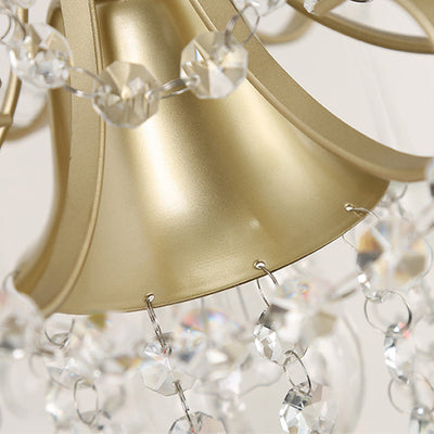 Traditionelle europäische Metall-Hardware Kristall Teardrop Anhänger Trompete 1-Licht Tischlampe für Schlafzimmer 