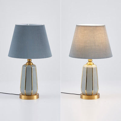Lámpara de Mesa Moderna de Lujo Ligero Gris de Cerámica y Lino de 1 Luz 