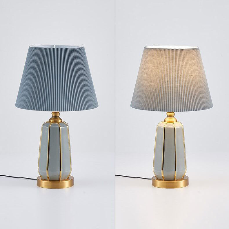 Lámpara de Mesa Moderna de Lujo Ligero Gris de Cerámica y Lino de 1 Luz 