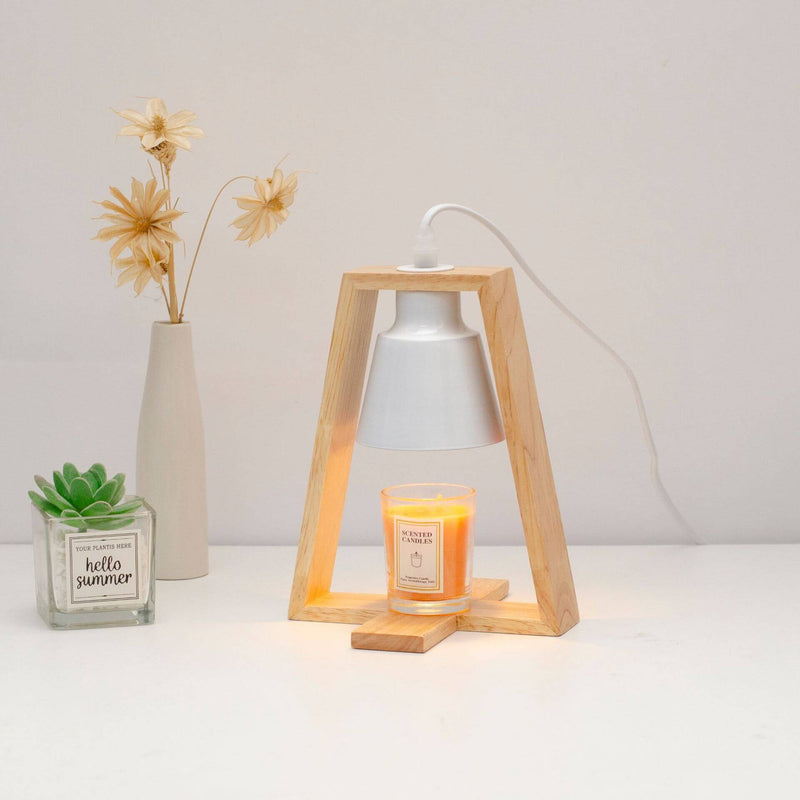 Japanese Minimalist Wood Iron Shade Scented Candle 1-Light Melting Wax Table Lamp