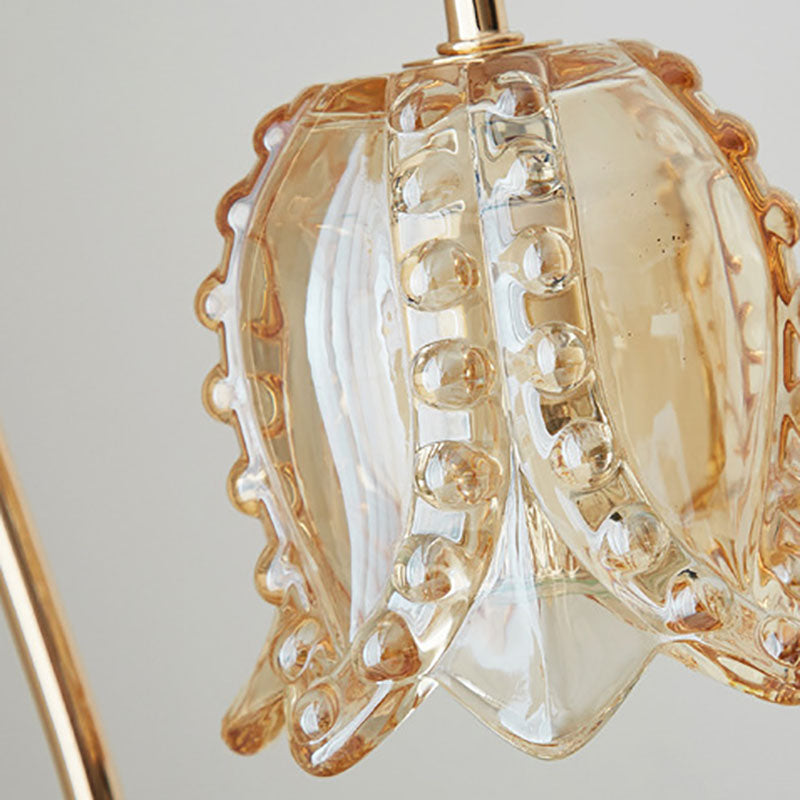 Modern Minimalist Flower Wood Iron Glass 1-Light Aroma Melt Wax Table Lamp For Bedroom