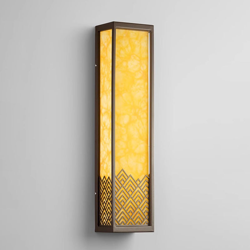 Applique murale LED extérieure cubique en acier inoxydable étanche imitation marbre chinois traditionnel pour jardin 