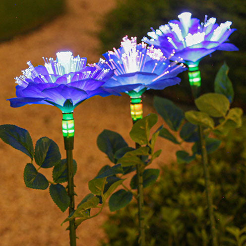 Zeitgenössische kreative Solar-Edelstahl-Fabric-Rosen-LED-Außenbodensteckleuchte für den Garten 