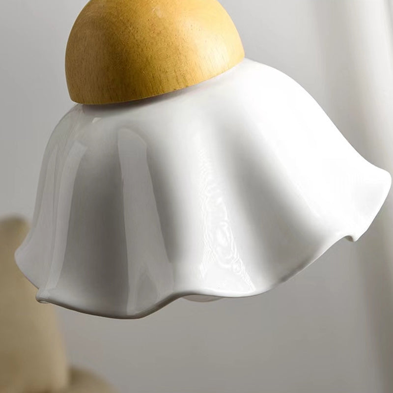 Moderne Art Déco Céramique Fleur Abat-jour 1/3-Lumière Îlot Lustre Pour Salon 