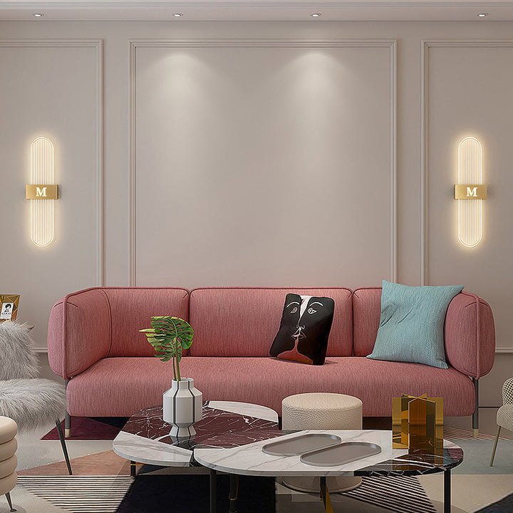 Applique murale LED moderne de luxe en fer acrylique elliptique pour salon 