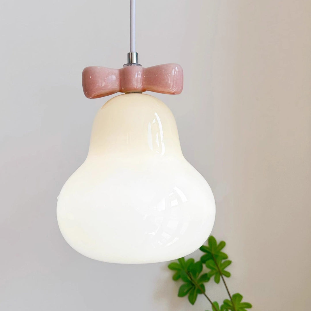 Moderne Art déco Bow Bells Fer Céramique Verre Suspension 1 Lumière Pour Salon 