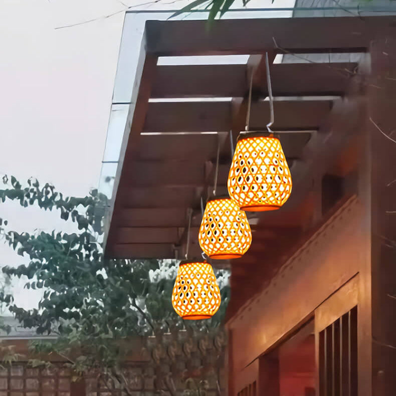 Japanese Solar Wicker Basket Plastic Waterproof Lithium Battery USB LED Outdoor Landscape Lighting