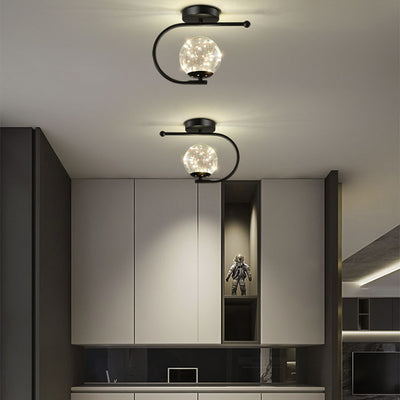 Moderne kreative Kugel voller Sterne Hardware Glas LED Deckenleuchte zur halbeinbau Montage 