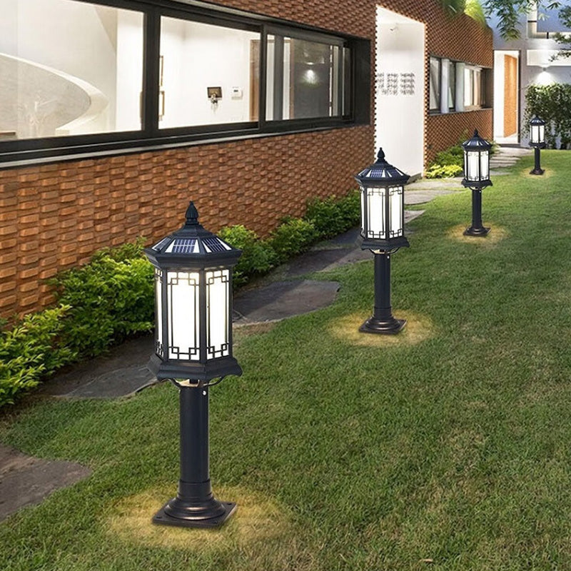 Luz de jardín para exteriores LED de cilindro de vidrio de aluminio solar impermeable tradicional china 