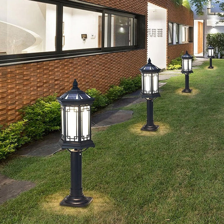 Luz de jardín para exteriores LED de cilindro de vidrio de aluminio solar impermeable tradicional china 