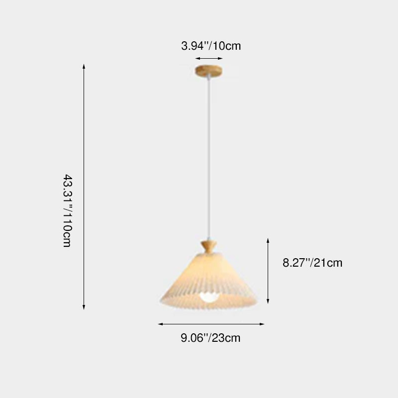 Lustre nordique à cône plissé en bois, 1/3 lumières, luminaire d&