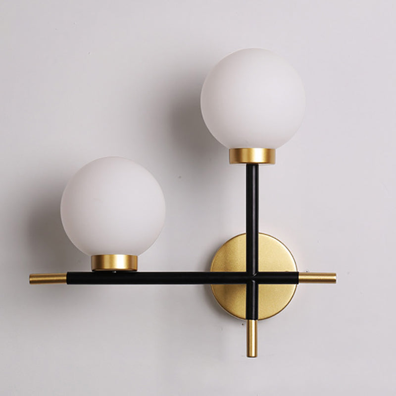 Zeitgenössische Einfachheit Eisen Magic Bean Molekularglas 2-Licht Wandleuchte Lampe für Wohnzimmer 