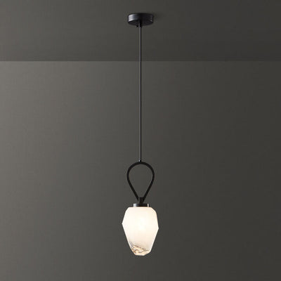 Moderne Luxus Messing Geometrische Glas Schirm 1-Licht Pendelleuchte für Wohnzimmer 
