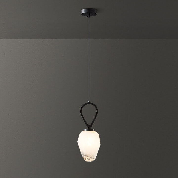 Moderne Luxus Messing Geometrische Glas Schirm 1-Licht Pendelleuchte für Wohnzimmer 