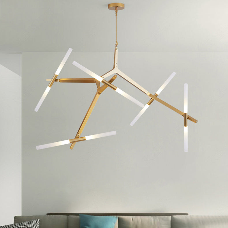 Lustre moderne minimaliste en alliage dendritique fer acrylique 10/16 lumières pour salon 