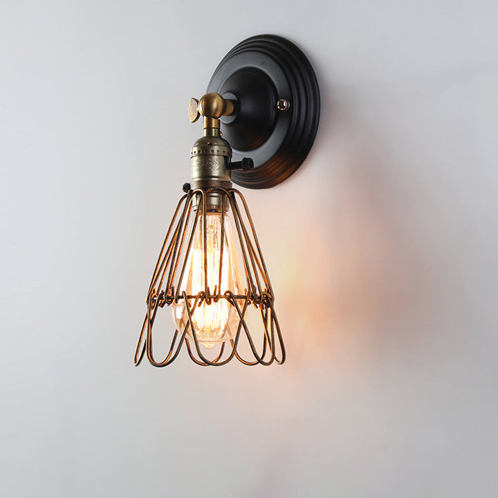 Aplique de pared de 1 luz con pantalla de soporte de hierro retro contemporáneo para comedor 