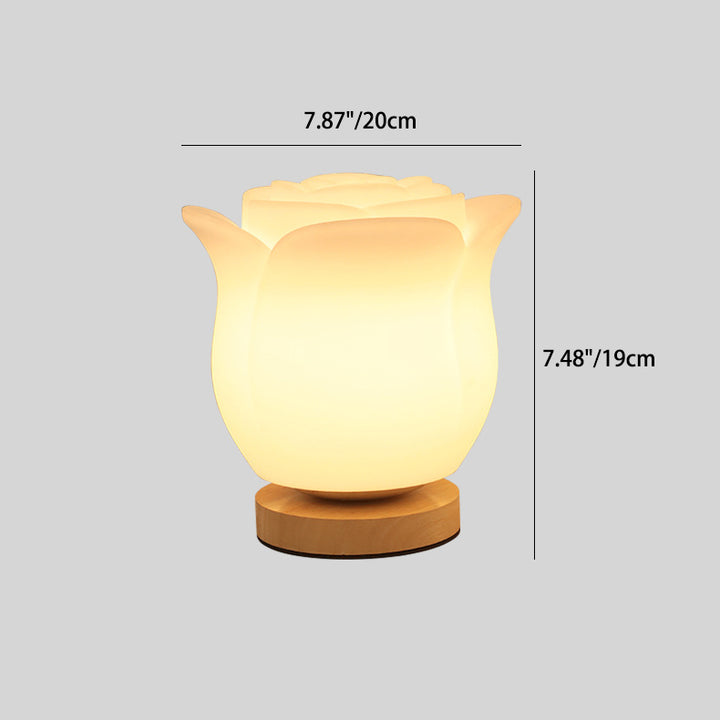 Lampe de table LED en bois de polyéthylène à fleurs de simplicité moderne pour chambre 