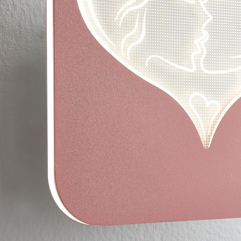 Applique murale LED rectangulaire en fer acrylique, simple et moderne, trèfle à quatre feuilles, carré, cœur d&