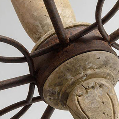 Candelabro redondo de hierro con 6 luces de estilo rústico de granja con madera envejecida para sala de estar 