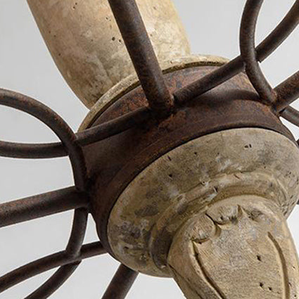 Candelabro redondo de hierro con 6 luces de estilo rústico de granja con madera envejecida para sala de estar 