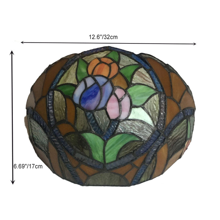 Applique Murale à 1 Lumière en Verre Alliage Tiffany Traditionnel avec Fleur Semi-circulaire et Libellule pour Couloir 