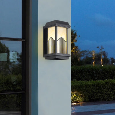 Chinese Retro Aluminum Rectangular Column LED Outdoor Waterproof Wall Sconce Lamp