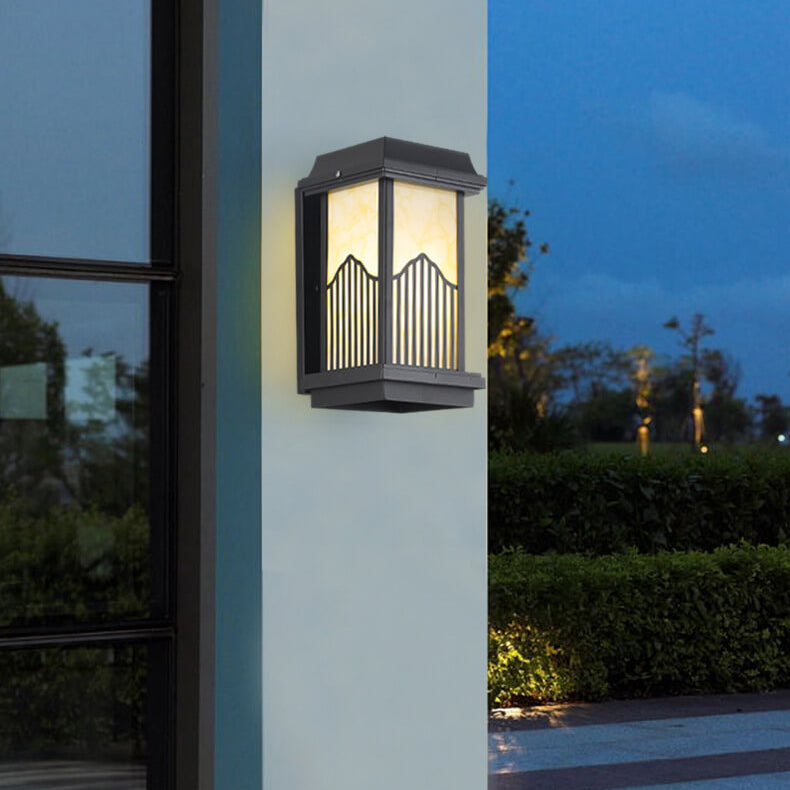 Chinesische Retro-Aluminium-Rechteckige Säule LED Außen Wasserdichte Wandleuchte 