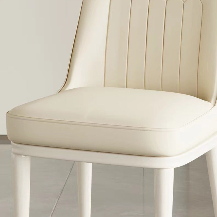 Moderner minimalistischer quadratischer rechteckiger PU-Leder-Kohlenstoffstahl-Esszimmerstuhl mit Rückenlehne für das Esszimmer 