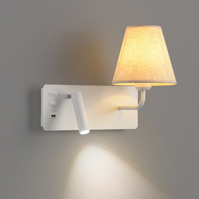 Moderne Einfachheit Eisen Aluminium Stoff Kegel 1-Licht Wandleuchte Lampe für Schlafzimmer 