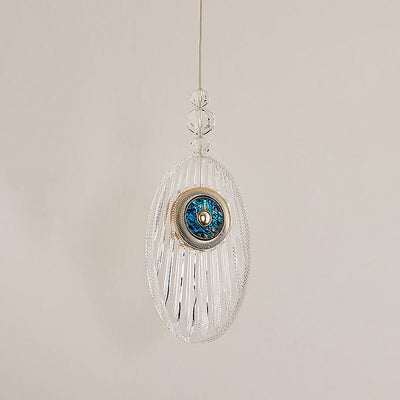 Moderne Luxus Oval Shell Aluminium Acryl LED Pendelleuchte für Schlafzimmer 