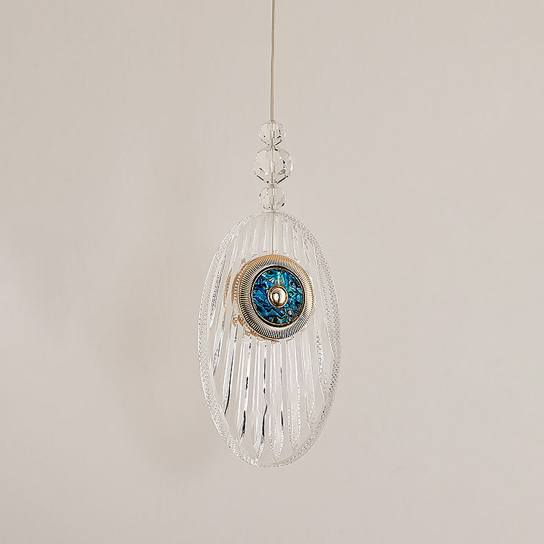 Moderne Luxus Oval Shell Aluminium Acryl LED Pendelleuchte für Schlafzimmer 