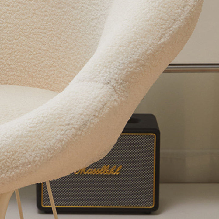 Tabouret de coiffeuse moderne minimaliste rond en métal avec dossier sans accoudoirs en laine d&