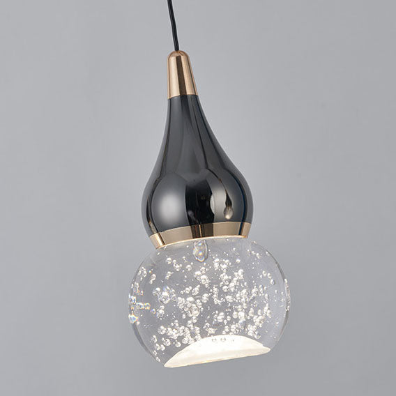 Zeitgenössische Nordic Lange Kürbis Aluminium Eisen Blase Kristall LED Insel Licht Kronleuchter Für Esszimmer 