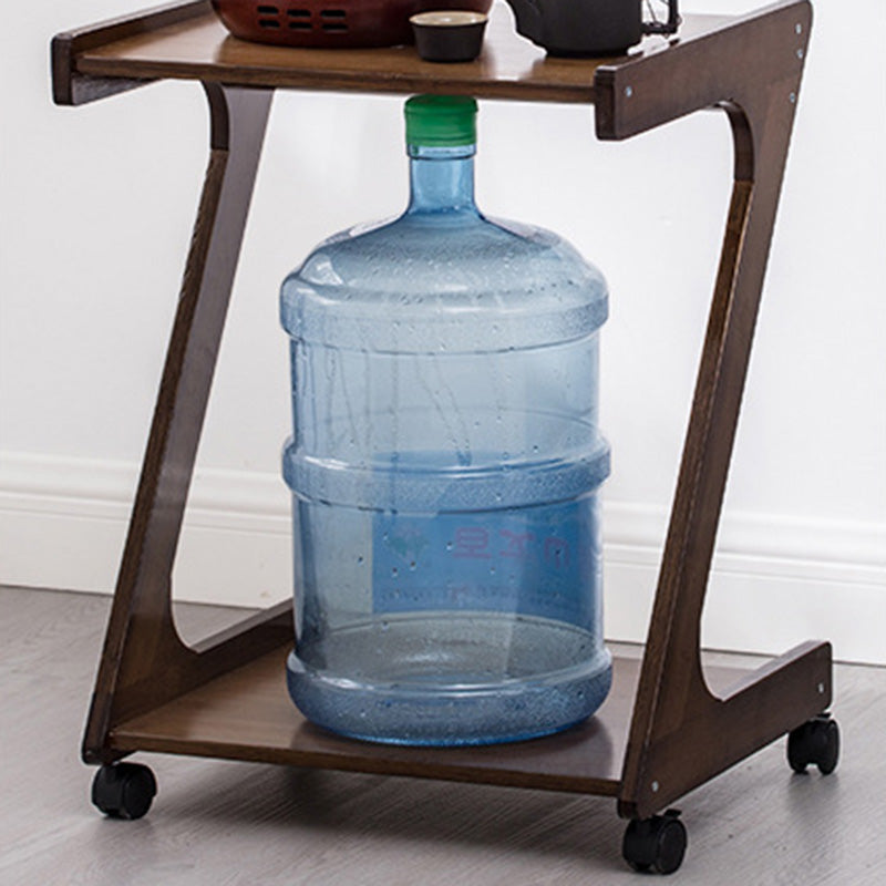 Traditional Vintage Z-Shaped Wood Removable End Table 2-Tier Universal Wheel For Living Room