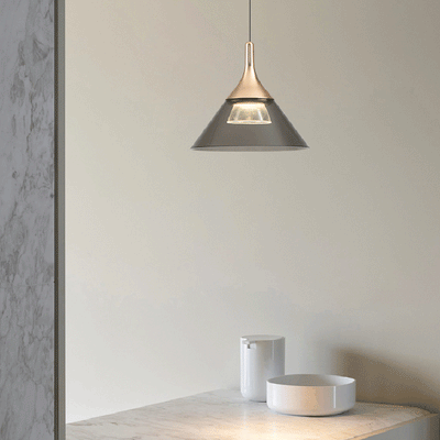 Zeitgenössische nordische konische LED-Pendelleuchte aus Eisen-Aluminium für Schlafzimmer 