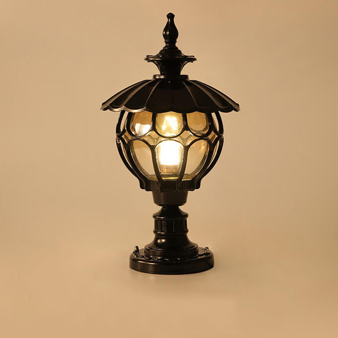 Traditional European Outdoor Round Column Head Light 1-Light Waterproof Garden Landscape Light For Garden